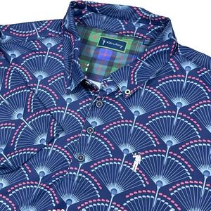 William Murray Polo Shirt Men XL Navy Blue Performance Puttin On The Ritz AOP
